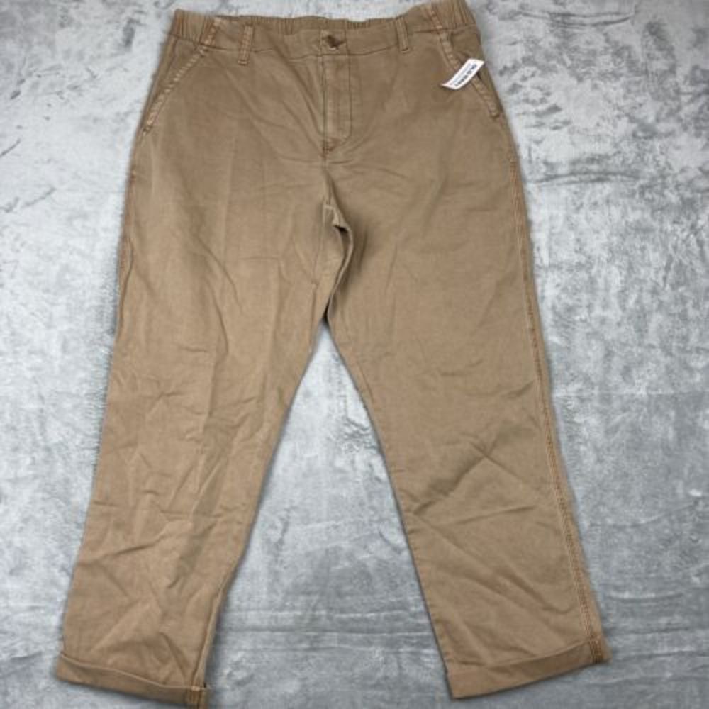 Old Navy Women's Trousers Adjustable Waist, Cuffed Leg Pant Size Brown NWT